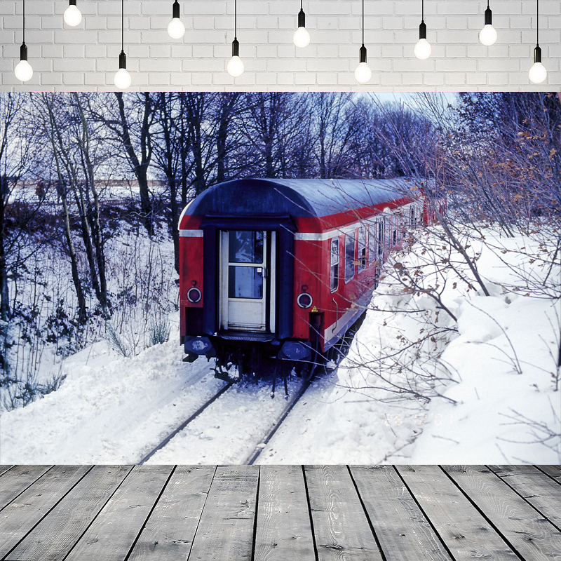 Photography Urban - Snow Night Train Photography Backdrop Urban