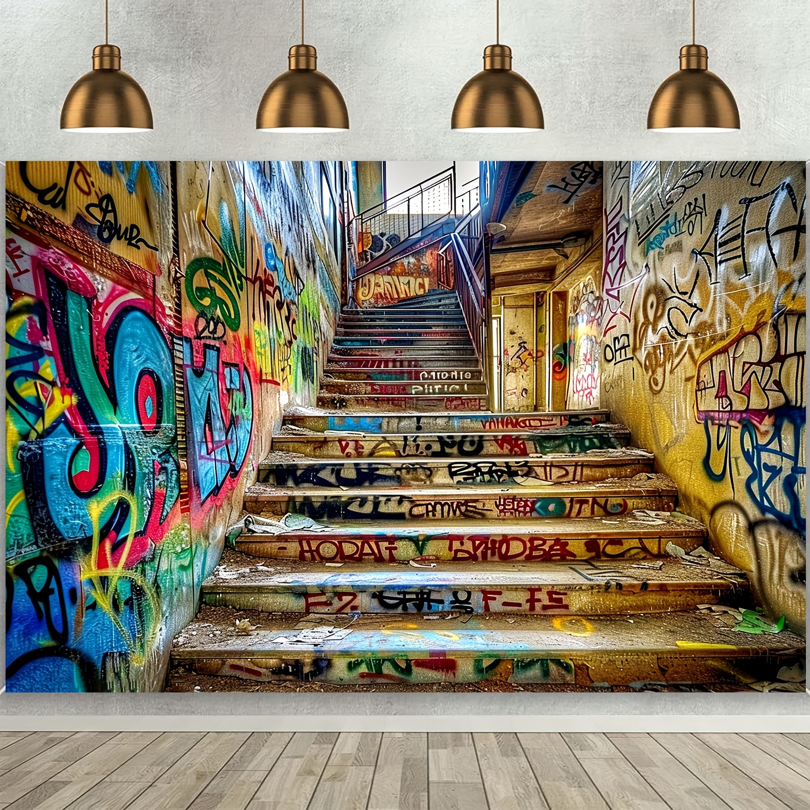 Photography Urban - Vibrant urban street graffiti Polyester background