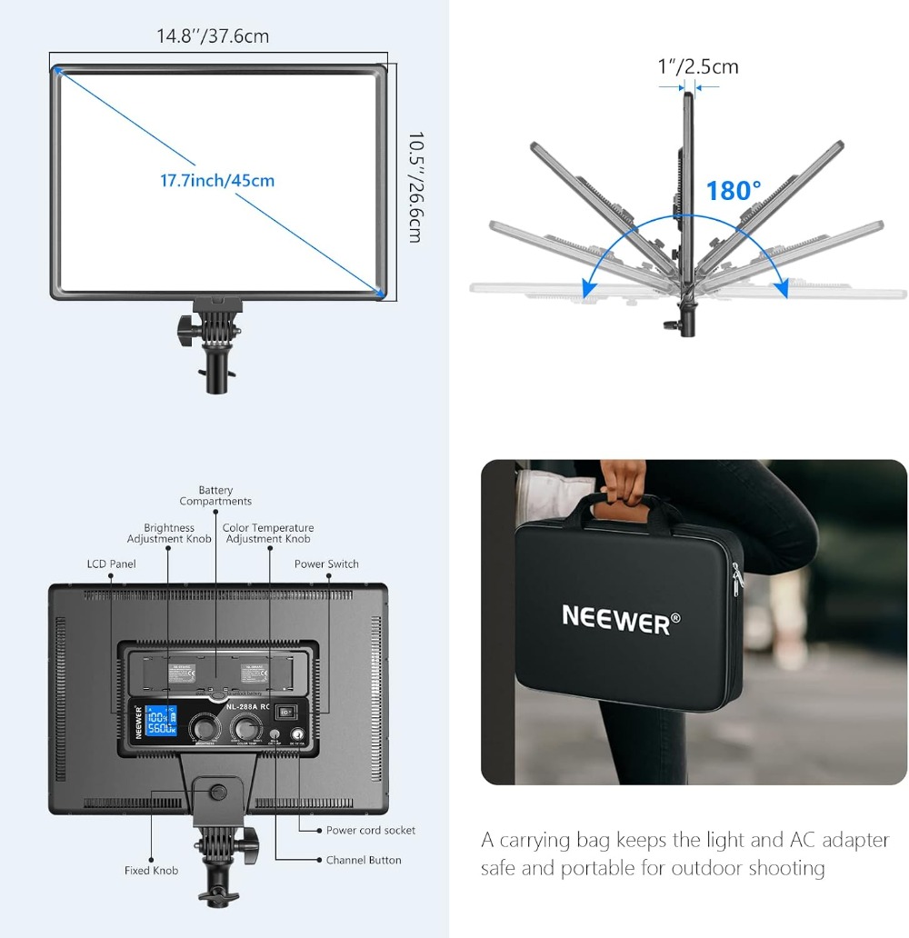 45W 4800Lux Dimmable Bi-Color  - مراجعة Photography Youtube وسعره