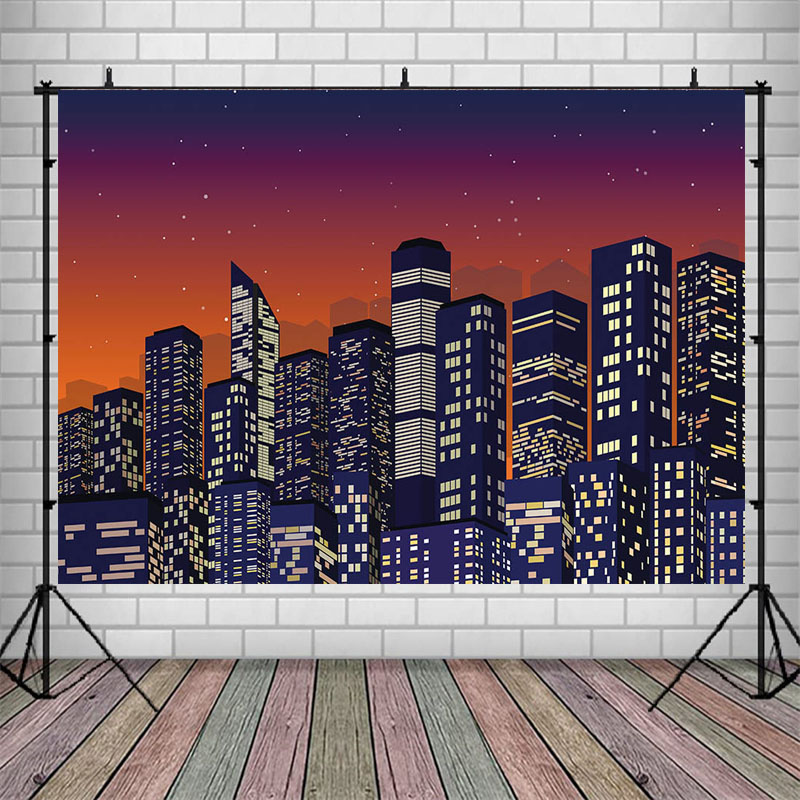 City Silhouette Birthday Backd - مراجعة Photography Urban وسعره