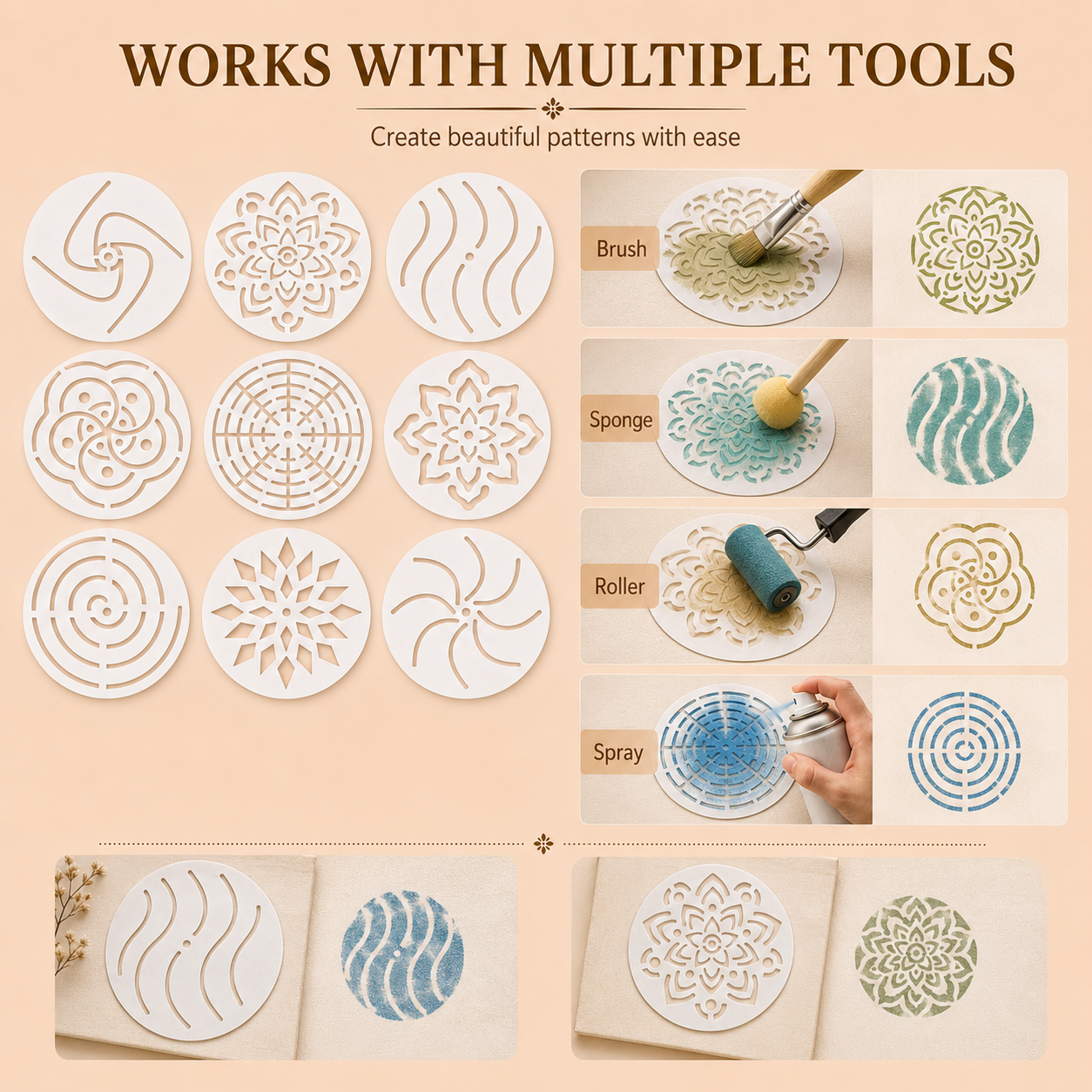9Pcs 5.5in Round Mandala Stenc - مراجعة Photography Model وسعره