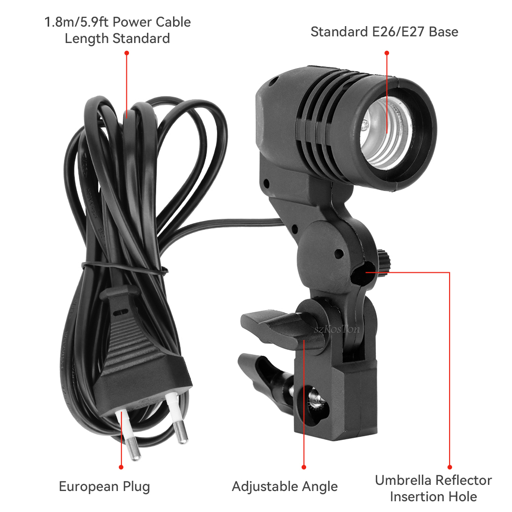 Single Head Bulb Holder E27 So - مراجعة Photography Umbrella Lighting Kit وسعره