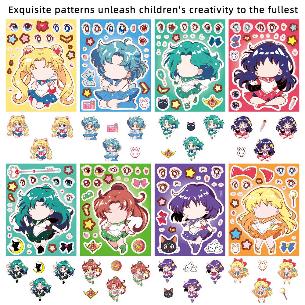 8/16PCS Sailor Moon Face-Chang - مراجعة Photography Anime وسعره