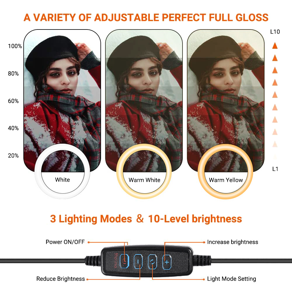 26cm 10 inch Led Ring Selfie L - مراجعة Photography Umbrella Lighting Kit وسعره