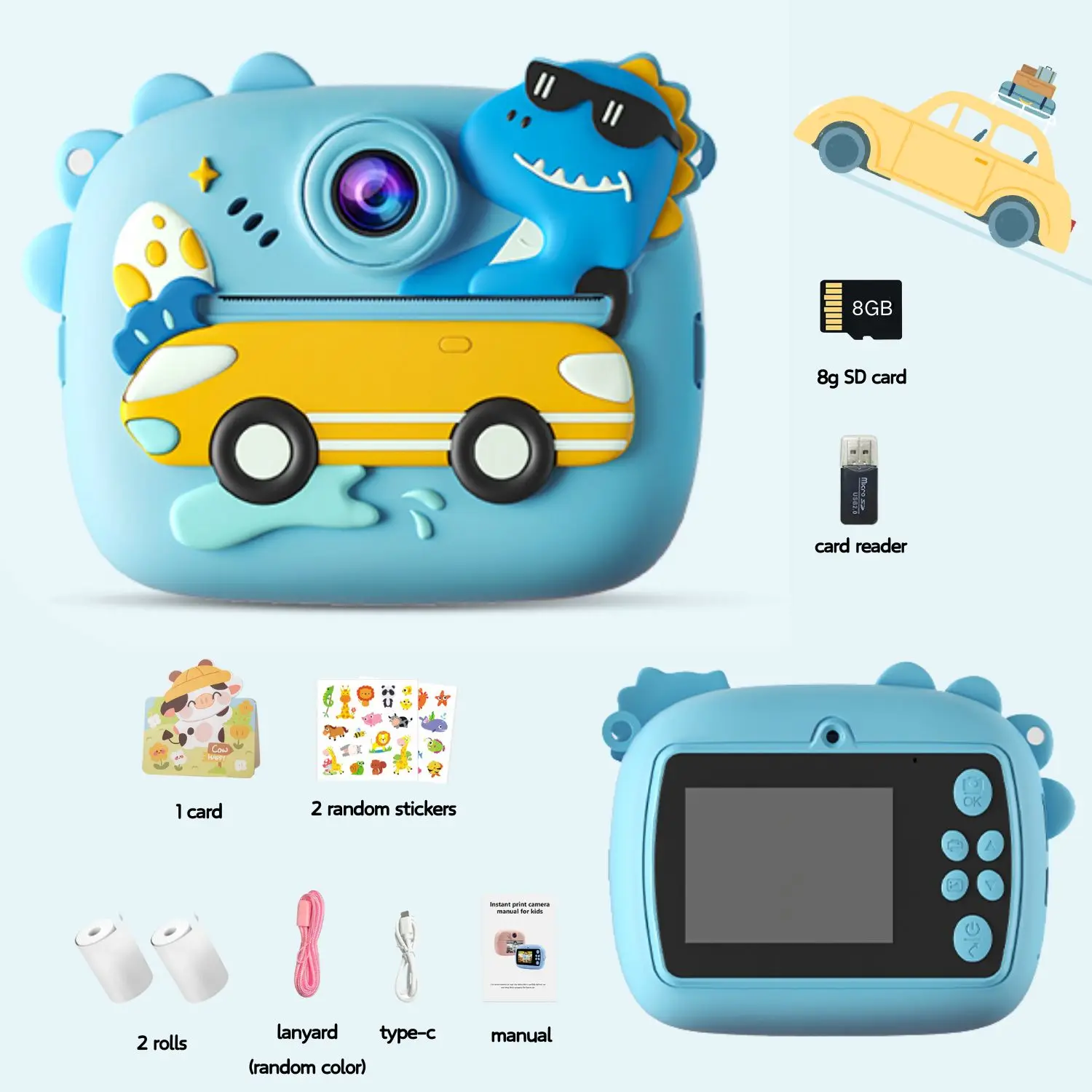 Blue Cute Kids Colorful Instan - مراجعة Photography Close Up وسعره