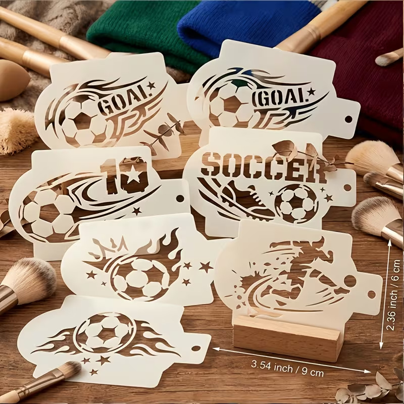 6Pcs Football Stencils for Pai - مراجعة Photography Model وسعره