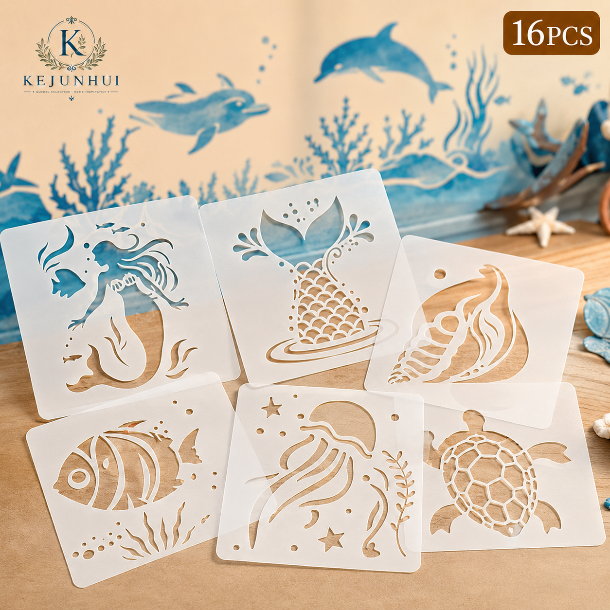 16Pcs 3.9x3.9in Ocean Animal S - مراجعة Photography Model وسعره