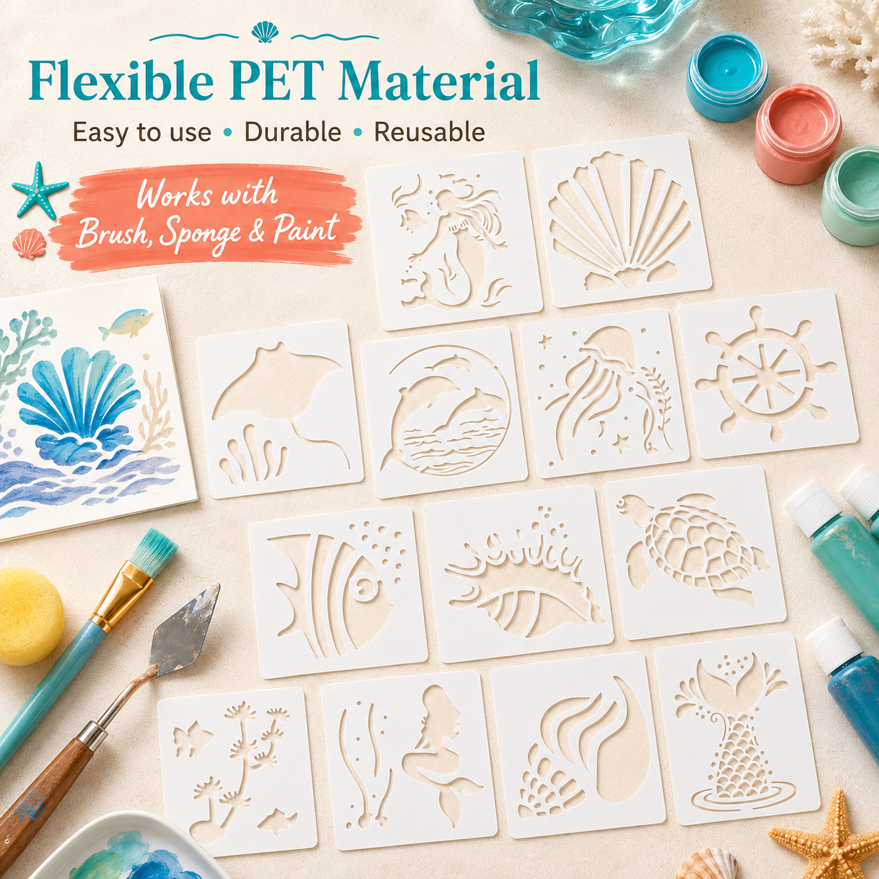 16Pcs 3.9x3.9in Ocean Animal S - مراجعة Photography Model وسعره