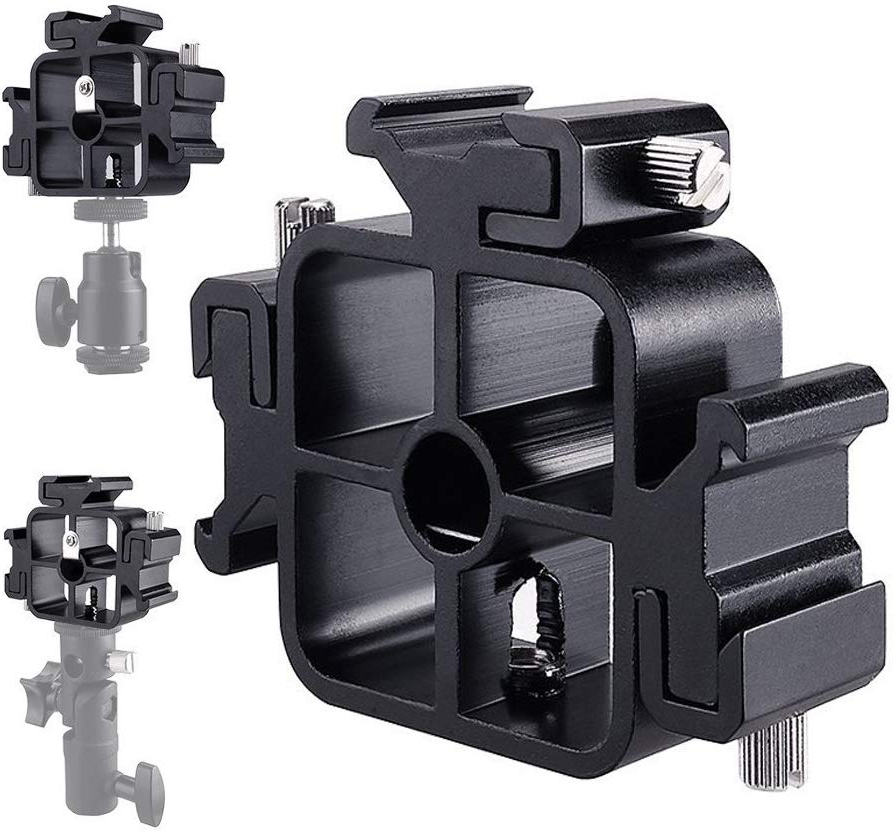 3 Triple Cold Shoe Mount Flash - مراجعة Photography Umbrella Lighting Kit وسعره