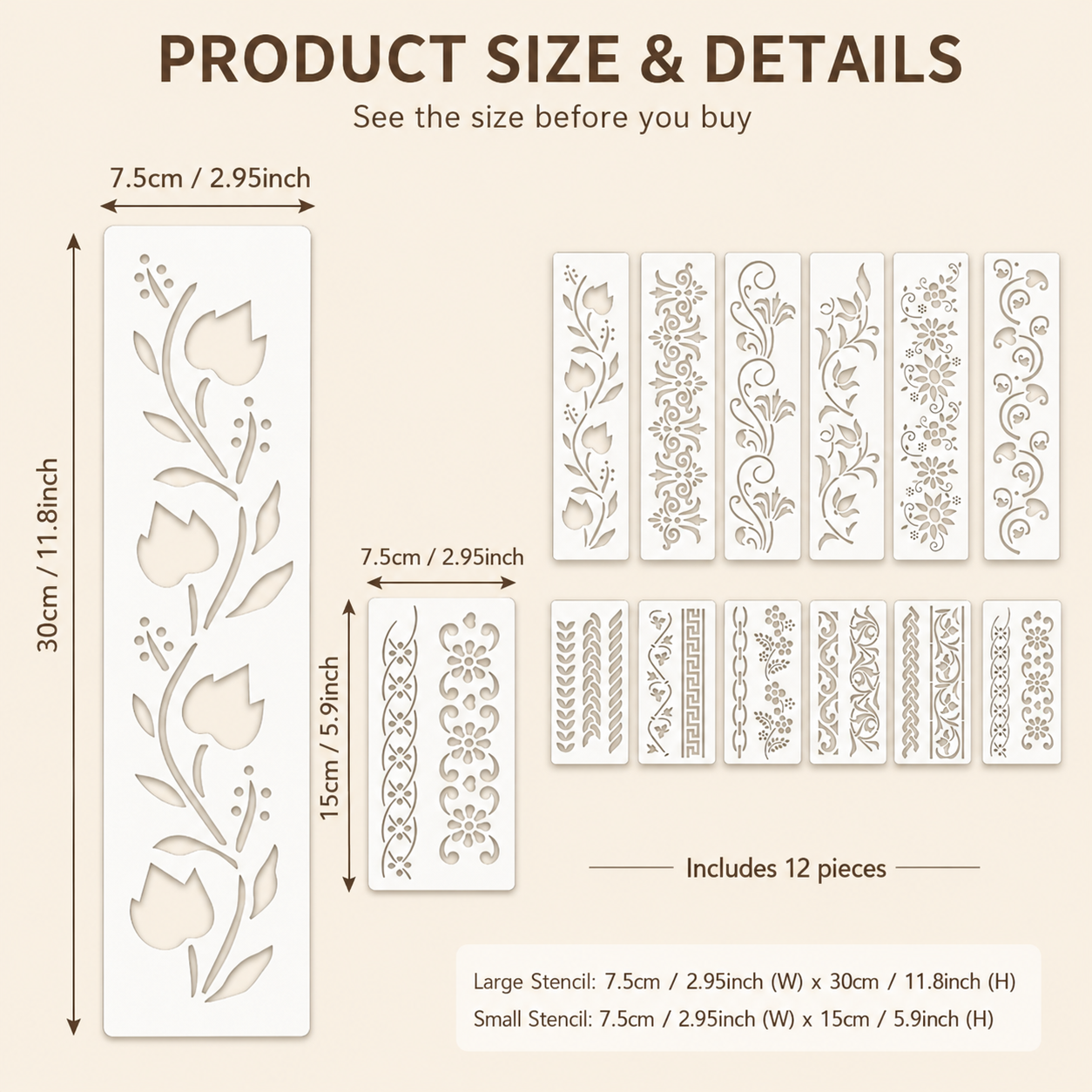 12Pcs 2.95x11.8in Floral Borde - مراجعة Photography Model وسعره